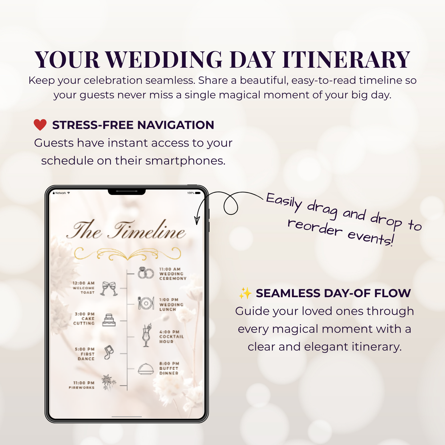Warm Beige Floral Theme Wedding Website Template Canva, Modern Digital Invitation