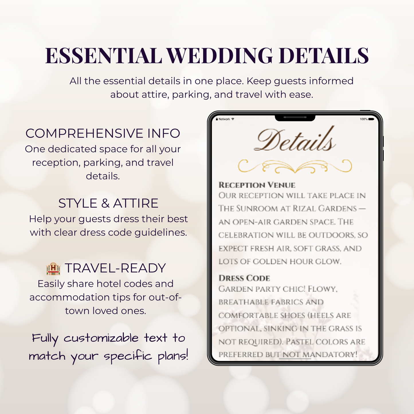 Warm Beige Floral Theme Wedding Website Template Canva, Modern Digital Invitation