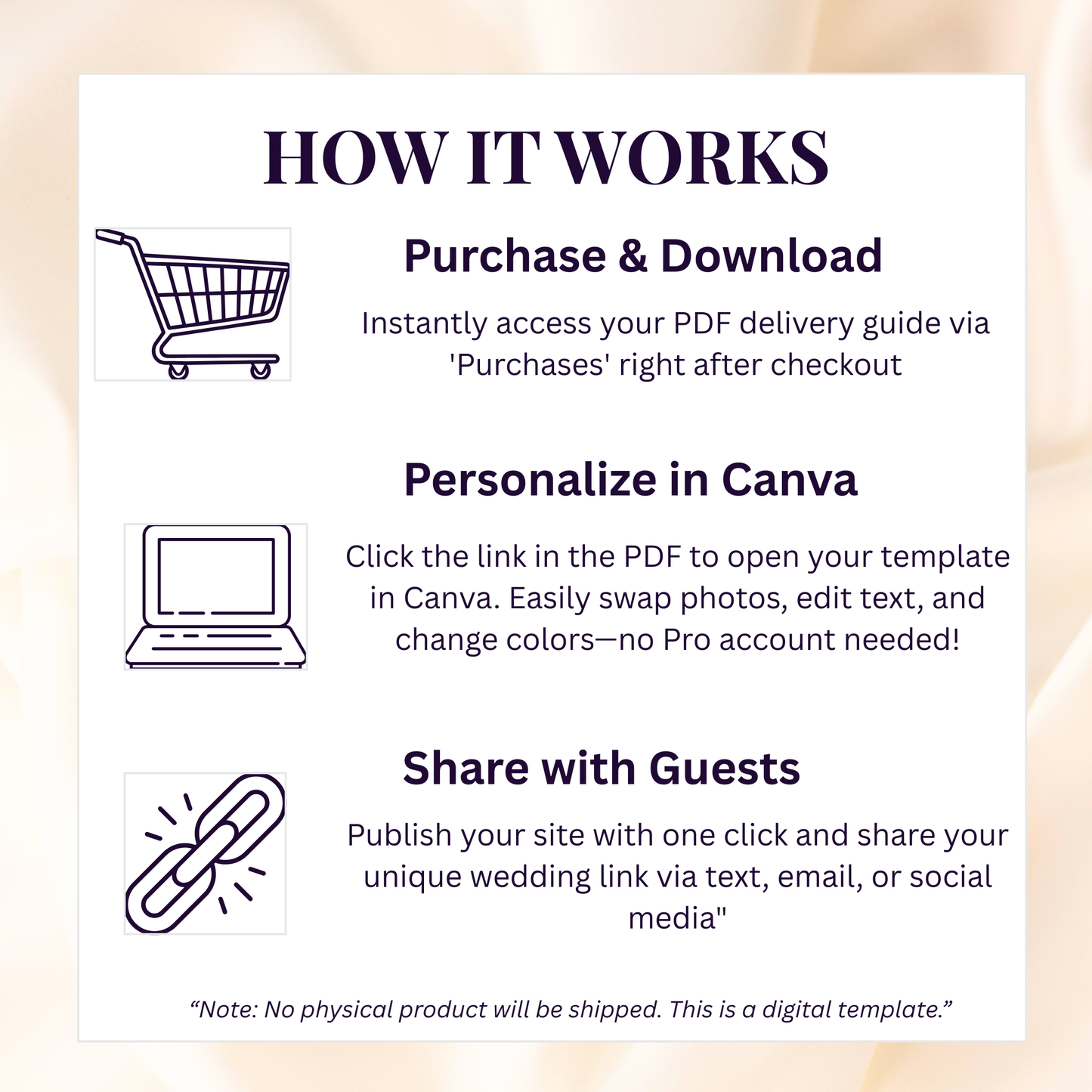 Warm Beige Floral Theme Wedding Website Template Canva, Modern Digital Invitation