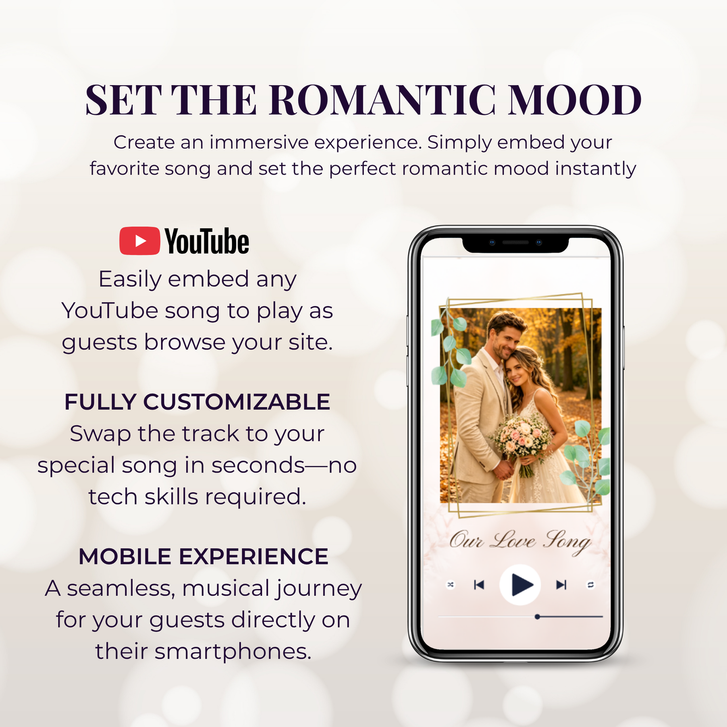 Warm Beige Floral Theme Wedding Website Template Canva, Modern Digital Invitation