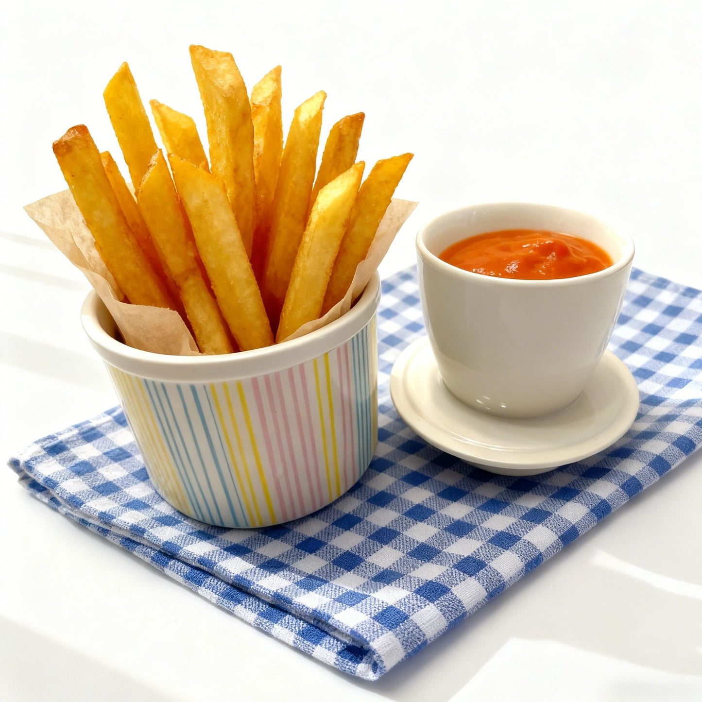 French Ceramic Butter Crock with Lid for Countertop - Pastel Stripes
