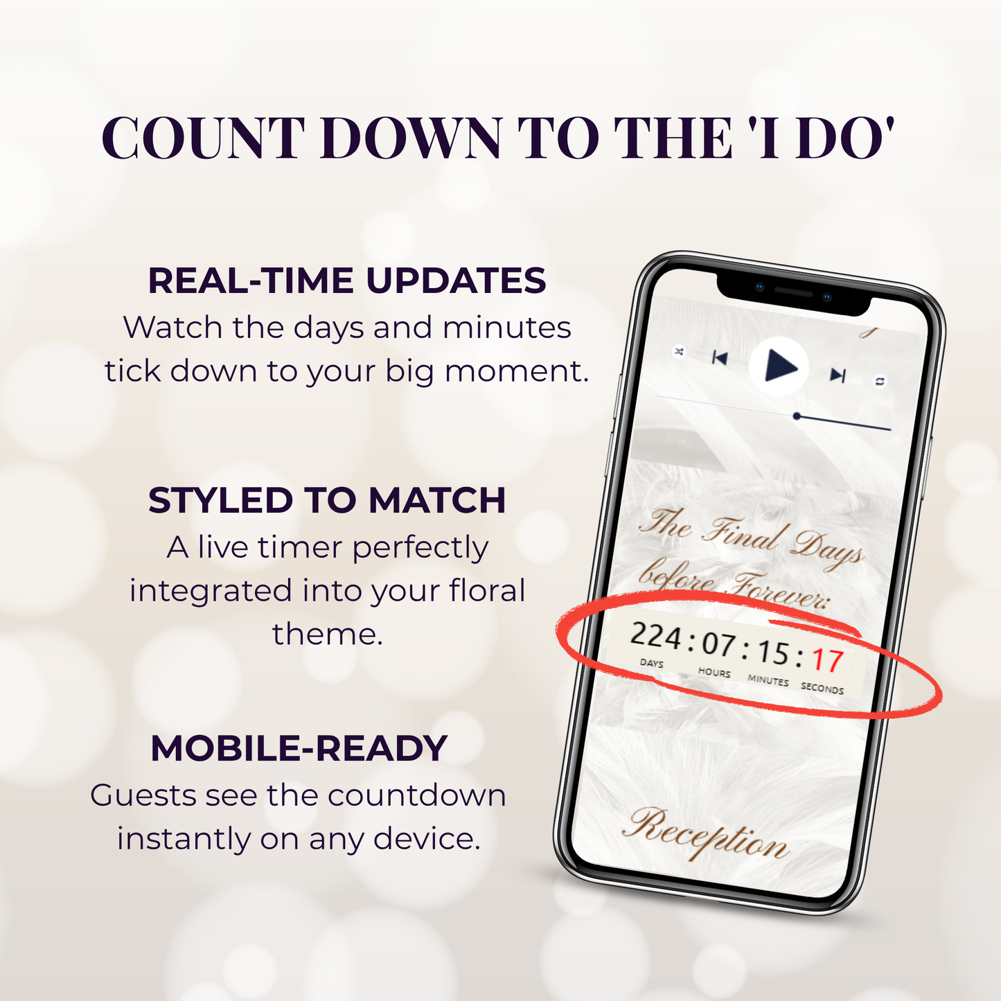 Elegant Feather Texture Theme Wedding Website Template Canva, Modern Digital Invitation