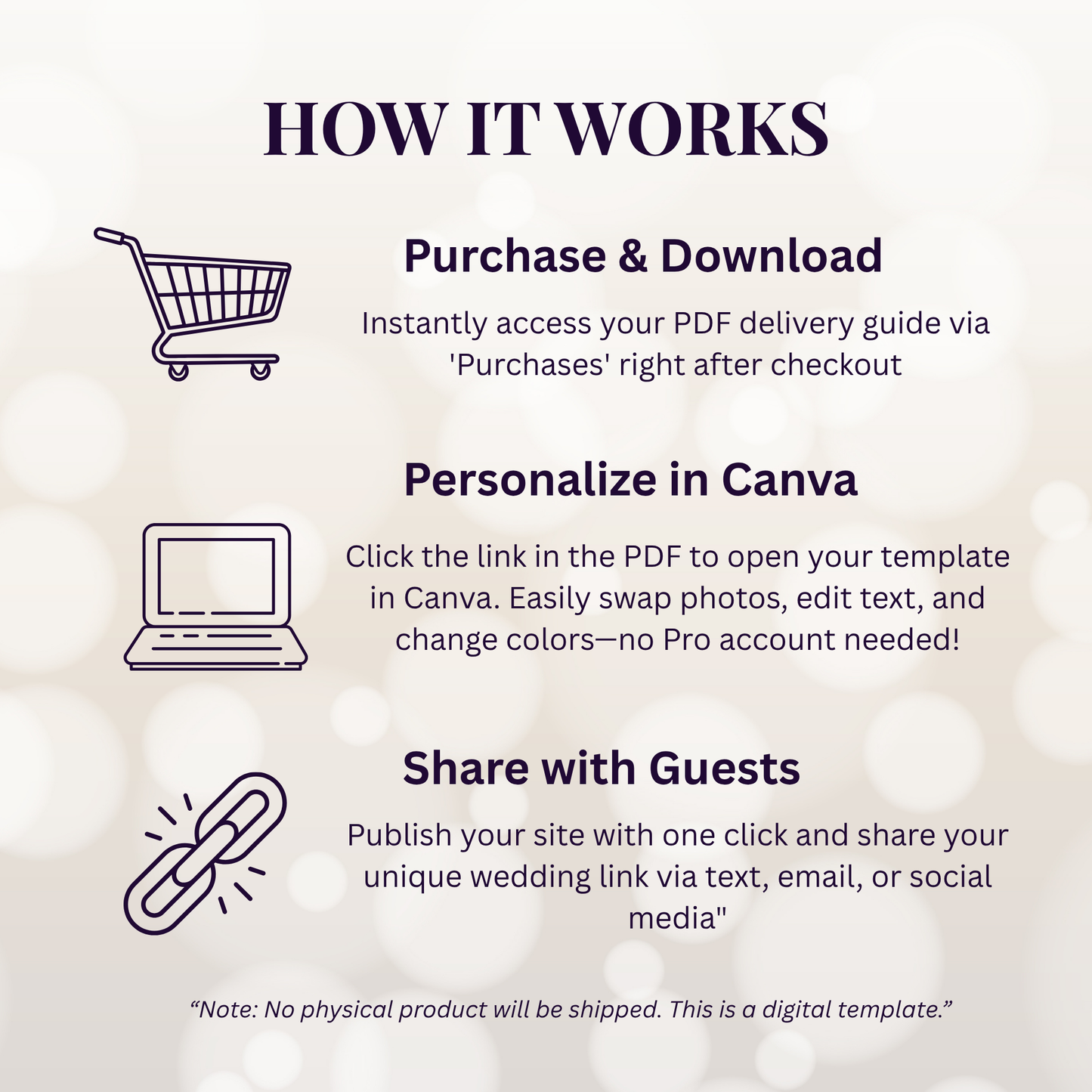 Ethereal Purple Floral Theme Wedding Website Template Canva, Modern Electronic Invitation