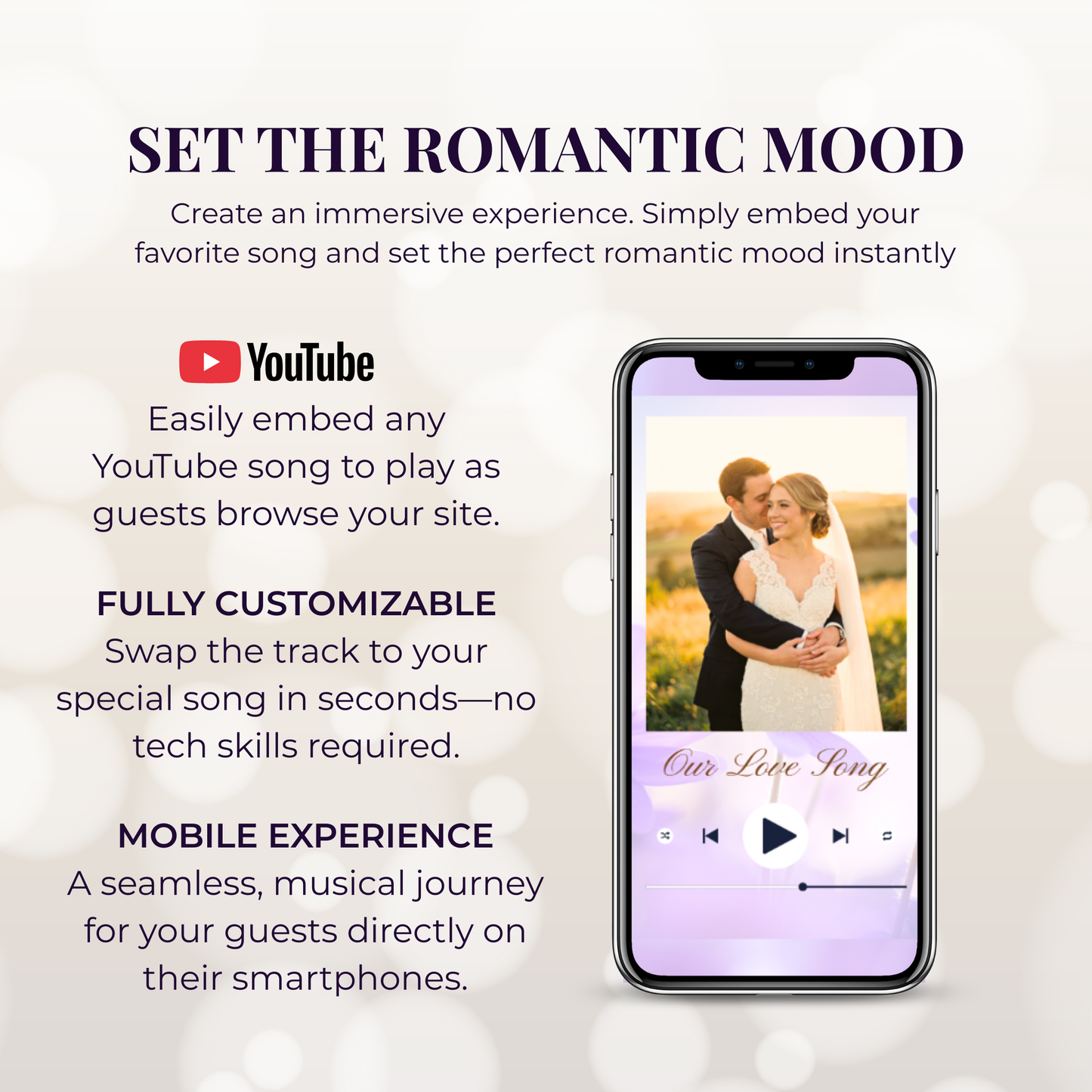 Ethereal Purple Floral Theme Wedding Website Template Canva, Modern Electronic Invitation