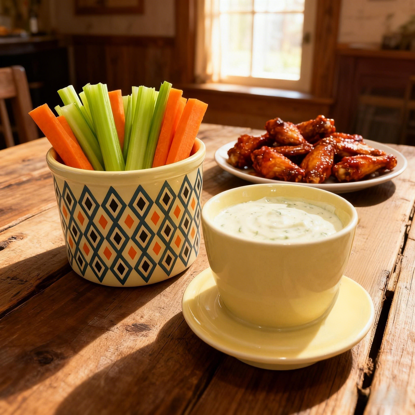 French Ceramic Butter Crock with Lid for Countertop - Retro Diamond